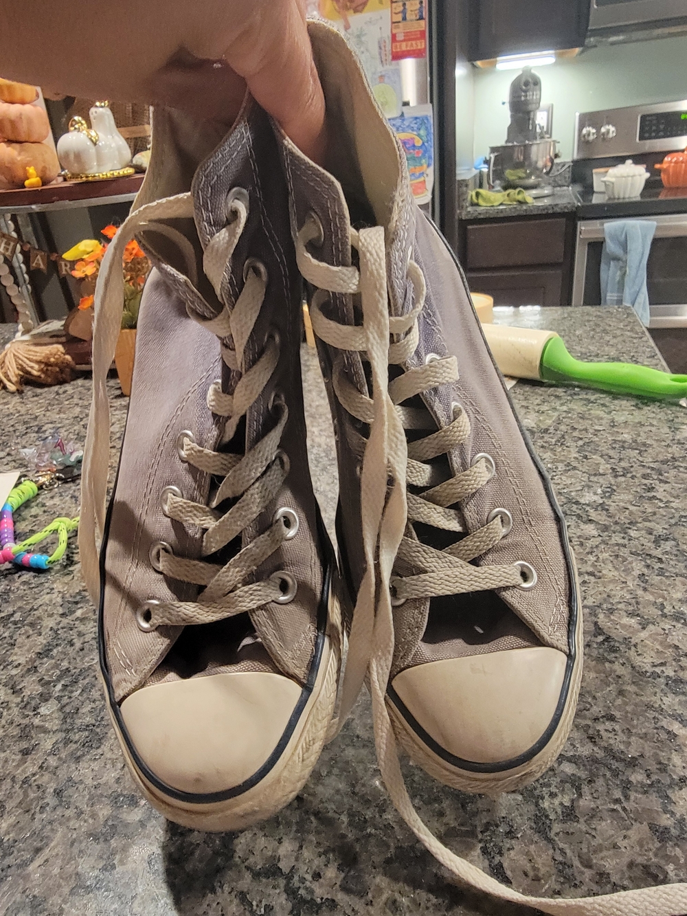 Canvas High-Top Sneakers - Taupe